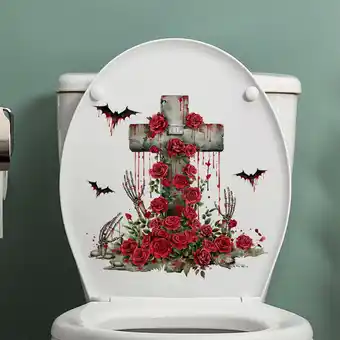 Walmart Rwvbm Halloween Decorative Wall Stickers Crucifix Rose Design For Toilet Home Decoration offer