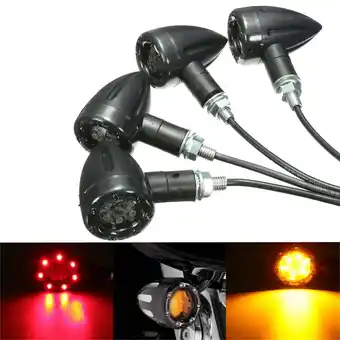 Walmart 4Pcs 12V Universal Bullet Shape Motorcycle LED Turn Signal Light Brake Lamp USA offer