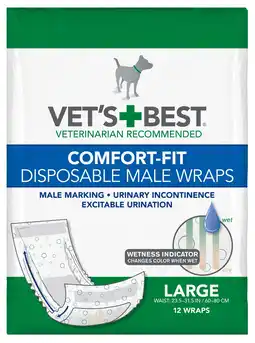 Walmart Vet's Best Comfort Fit Disposable Male Dog Diapers, Large, 12 count offer