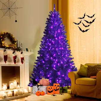 Walmart Costway 7ft Pre-lit PVC Christmas Tree Black w/ 500 Purple LED Lights offer