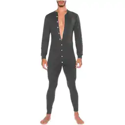 Walmart cllios Men's Onesie Pajamas Long Sleeve One Piece Solid Button Down Jumpsuit Romper Sleepwear offer