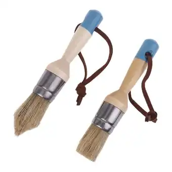 Walmart AOOOWER 2 Pcs Round and Pointed Chalk Paint Wax Brush Wood Handle Natural Bristle Brush offer