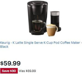 Best Buy Keurig-K Latte Single Serve K-Cup Pod Coffee Maker-Black offer