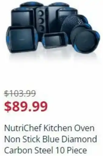Sears NutriChef Kitchen Oven Non Stick Blue Diamond Carbon Steel 10 Piece offer
