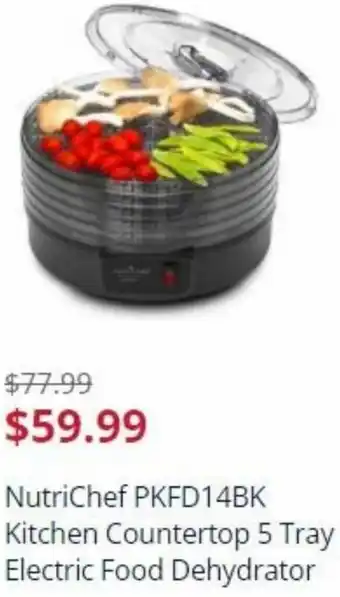 NutriChef PKFD14BK Kitchen Countertop 5 Tray Electric Food Dehydrator