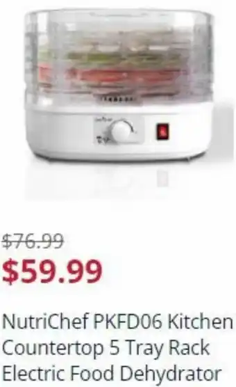 Sears NutriChef PKFD06 Kitchen Countertop 5 Tray Rack Electric Food Dehydrator offer