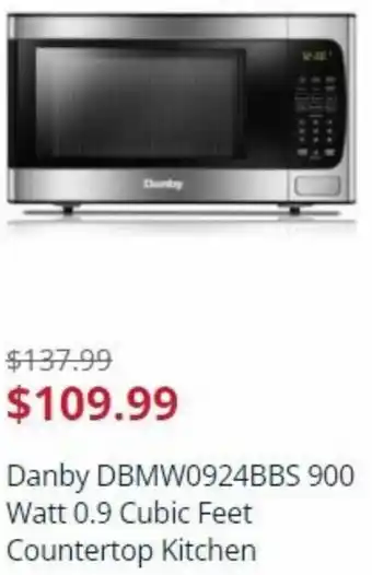 Sears Danby DBMW0924BBS 900 Watt 0.9 Cubic Feet Countertop Kitchen offer