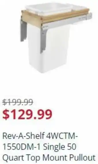 Rev-A-Shelf 4WCTM-1550DM-1 Single 50 Quart Top Mount Pullout