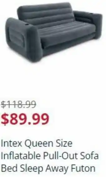 Intex Queen Size Inflatable Pull-Out Sofa Bed Sleep Away Futon