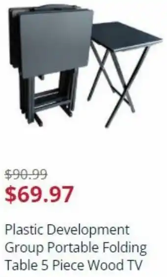 Plastic Development Group Portable Folding Table 5 Piece Wood Tv