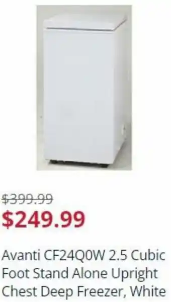 Sears Avanti CF24Q0W 2.5 Cubic Foot Stand Alone Upright Chest Deep Freezer, White offer