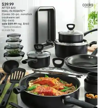 JC Penney Mail-In Rebate Cooks 30-Pc Nonstick Cookware Set offer