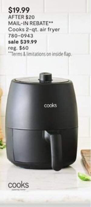 JC Penney Mail-In Rebate Cooks 2-qt. Air Fryer offer