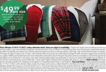 JC Penney North Pole Trading Co. Faux-Mink-TO-Sherpa Comforter offer