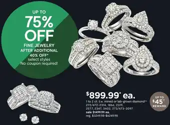 JC Penney Fine Jewelry 1 To 2 Ct. T.W. Mined Or Lab-Grown Diamond offer