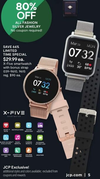 JC Penney X-Five Smartwatch With Bonus Strap offer
