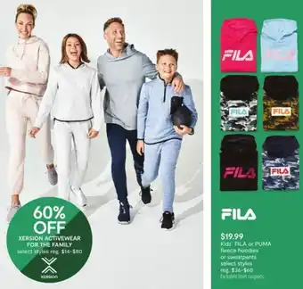 JC Penney Kids Fila Or Puma Fleece Hoodies Or Sweatpants offer