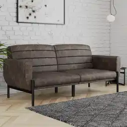 Walmart DHP Sadie Futon Sofa Bed and Couch Sleeper, Distressed Charcoal Black Faux Leather offer