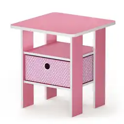 Walmart Furinno Andrey End Table Nightstand with Bin Drawer, Pink, 11157/PI/LPI offer