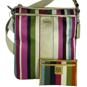 Walmart Coach Box Legacy Multicolor Stripe Swing pack and Credit Card Case offer