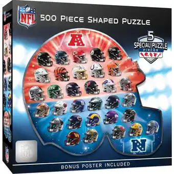 Walmart NFL 500 Piece Shaped Jigsaw Puzzle Helmet 32 Teams Football Fan Gift 25x22 Inches offer