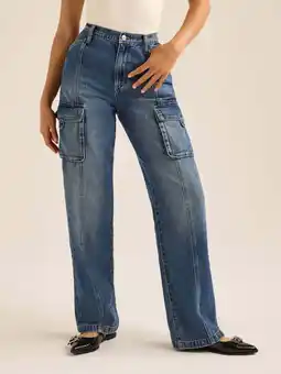 Walmart Scoop Women's and Women's Plus Low Slung Wide Leg Cargo Jeans, Sizes 0-18 offer