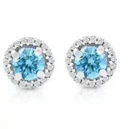 Walmart Pompeii 5/8 Ct Halo Blue Lab Grown Diamond Studs 10K White Gold Earrings (G/H,I1) offer