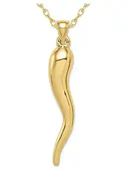 Walmart 10K Yellow Gold Large Hollow Italian Horn Pendant Necklace with Chain offer