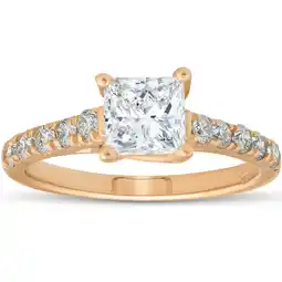 Walmart Pompeii 1 1/4ct Princess Cut Diamond 1ct center Engagement Ring 14k Yellow Gold Lab Grown offer