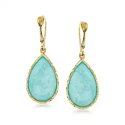 Walmart Ross-Simons Amazonite Drop Earrings in 14kt Yellow Gold, Women's, Adult offer