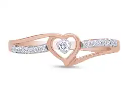 Walmart AFFY Heart Promise Ring for Women, 0.10CT Natural Diamond in 14K Rose Gold over Silver-10 offer