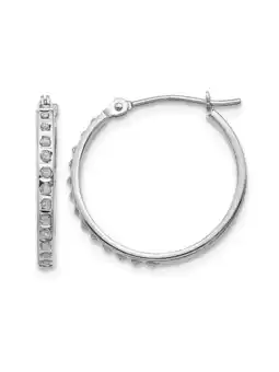 Walmart Accent Diamond Round Hinged Hoop Earrings in 14K White Gold (3/4 Inch) offer