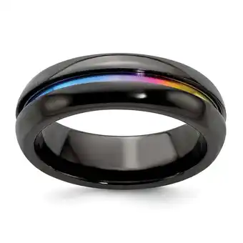 Walmart Grey Titanium Ring Band Multi-colored Rounded Closed Back Comfort Grooved offer