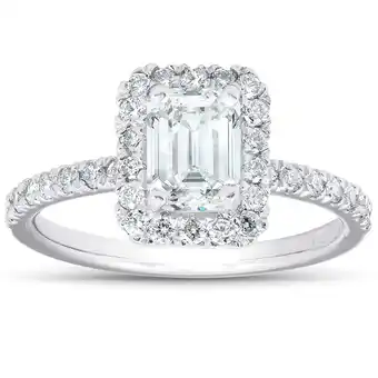 Walmart Pompeii 1 1/2 Ct Emerald Cut Diamond Halo Engagement Ring 14k White Gold Lab Grown offer