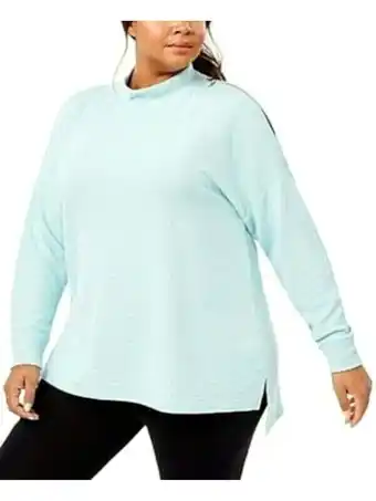 Walmart IDEOLOGY Womens Aqua Ribbed Long Sleeve Crew Neck Top Plus 3X offer