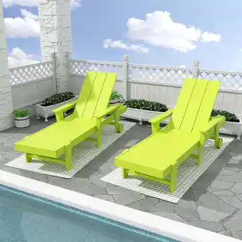 Walmart WestinTrends Shoreside Poly Reclining Chaise Lounge for Outdoor, Patio, Garden (Set of 2pcs),Lime offer