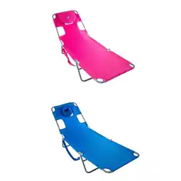 Walmart Ostrich Chaise Lounge Folding Sunbathing Poolside Beach Chair, Pink & Blue offer