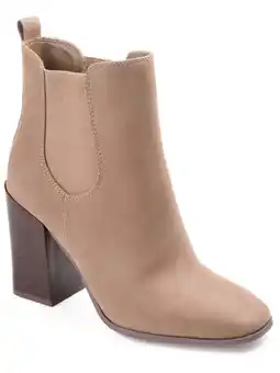 Walmart JOURNEE COLLECTION Womens Beige Goring Cushioned Maxxie Square Toe Stacked Heel Booties 11 M offer