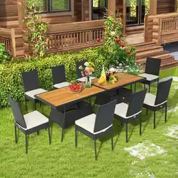 Walmart Costway 10 Piece Pe Rattan Outdoor Patio Dining Set, Black/Off White offer