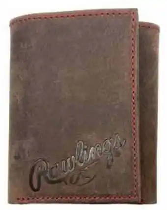 Walmart Rawlings High Grade Debossed Tri-fold Wallet Baseball Genuine Leather Brown offer