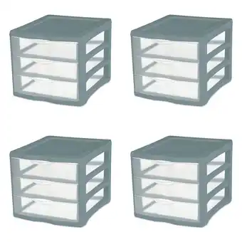 Walmart Sterilite 3 Drawer Unit, Plastic, Aqua Slate, Adult, Set of 4 offer