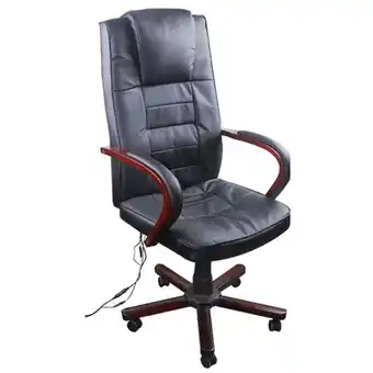 Walmart vidaXL Black Office Massage Chair Real Leather Height Adjustable offer