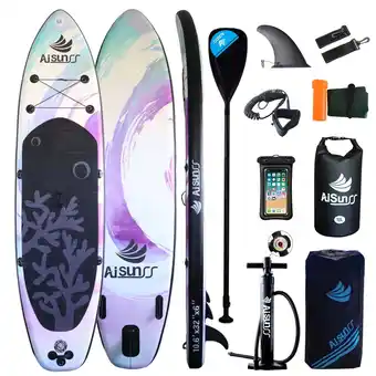 Walmart AISUNSS Inflatable Stand up Paddle Board,11ft Fishing Paddle Boards with Premium SUP Accessories offer