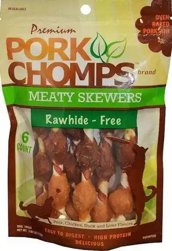 Walmart Scott Pet Pork Chomps DT884V Premium 6CT Meaty SKEWERS, Brown offer