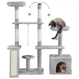 Walmart Topeakmart 53.5inch Multilevel Cat Tree Condo Scratching Posts with Dangling Balls Ramp, Light Gray offer