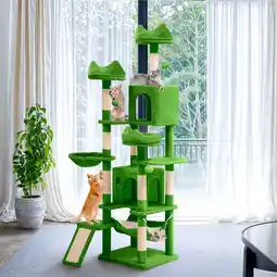 Walmart ModFusion 75 Tall Green Cat Tree Tower with Hammock, Playhouse & Scratching Posts for Indoor Cats offer