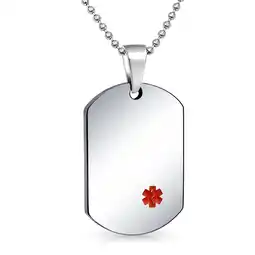 Walmart Bling Jewelry Mens Blood Thinner Identification Medical Alert ID Dog Tag Stainless Steel Large offer