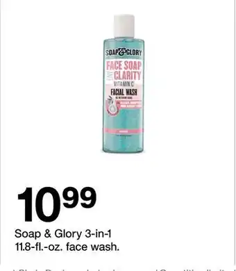 Target Soap & Glory 3-in-1 11.8 - fl. - oz. face wash offer