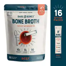 Walmart Bare Bones Bone Broth Instant Beverage Mix, Beef, Pack of 16 offer