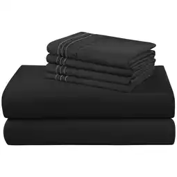 Walmart SONORO KATE 6 Pieces Bed Sheet Set, Soft Microfiber Queen Sheets with 18-24 Deep Pocket, Dark Gray offer